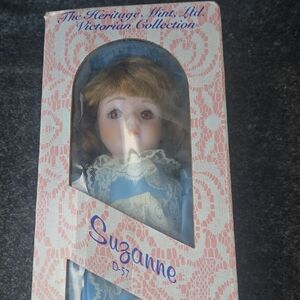 Suzanne Porcelain Doll in Blue Lace Dress